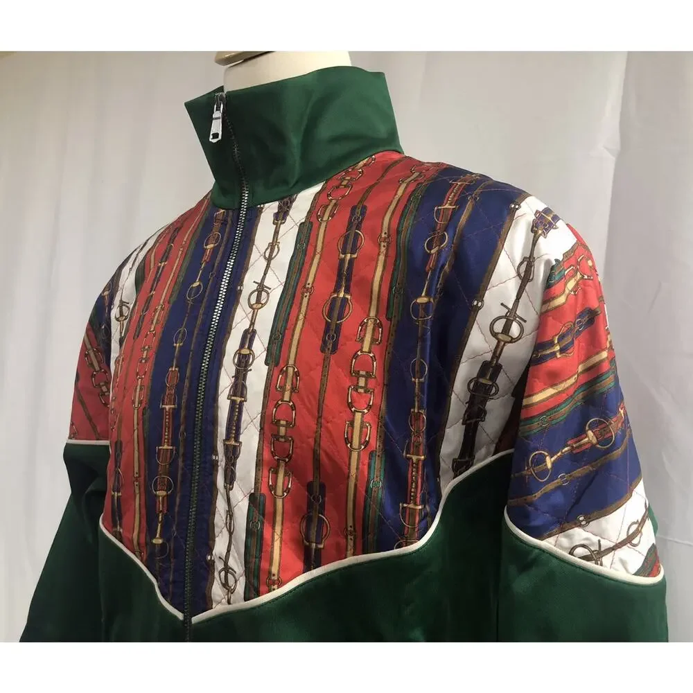NWT Gucci Bi-Material Oversized Gancini Belt Print Zip Jacket Size M $2980.00